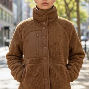 ANRABESS Sherpa Fleece Jacket-Brown-Size Large-NWT